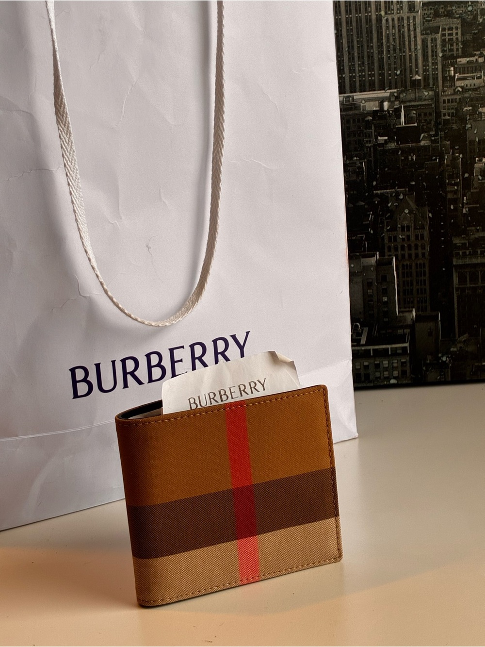 Burberry Brown and Red Icon Stripe wallet